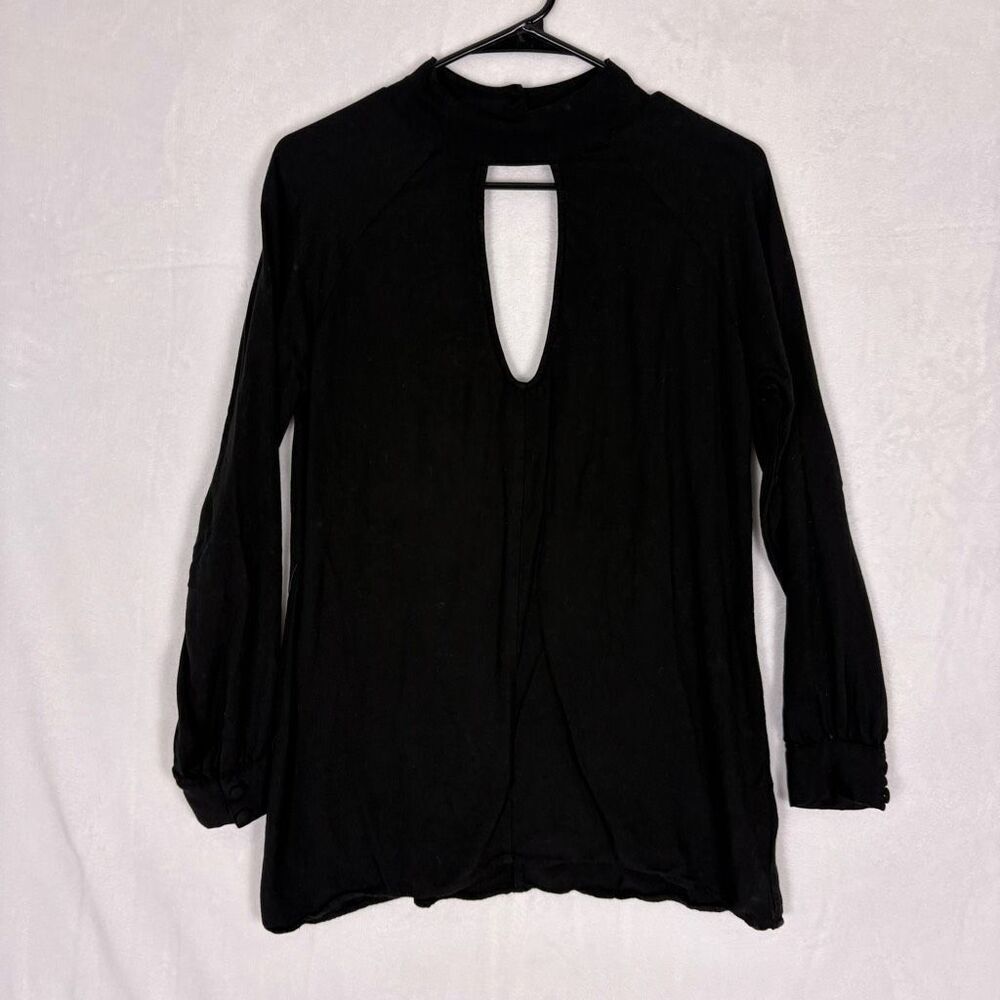 For Love & Lemons Black Choker Open Neck & Back Style Long Sleeve Tunic Top XS